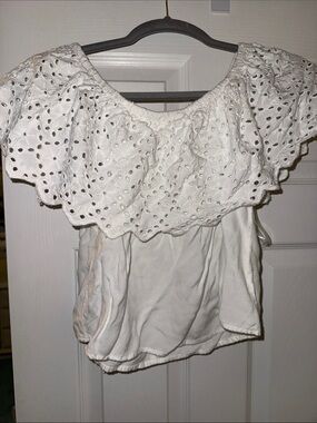 Style envy White Off-Shoulder Eyelet Top